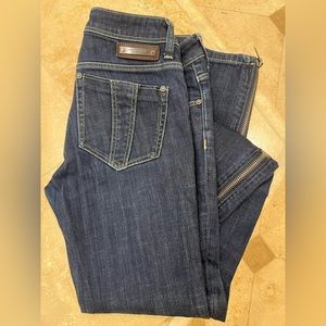 Burberry Brit dark blue skinny low rise jeans with ankle zippers